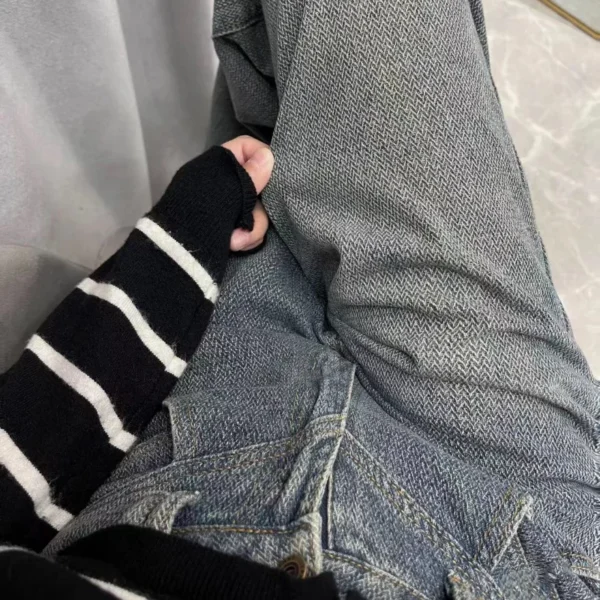 Large size wide leg jeans women American retro autumn fat mm high waist cover hip pear body narrow version of straight leg pants - Image 2