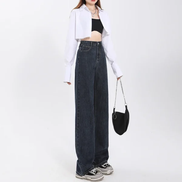 Straight leg jeans women's summer 2024 new explosive high-waisted wide-leg pants small slim loose pants