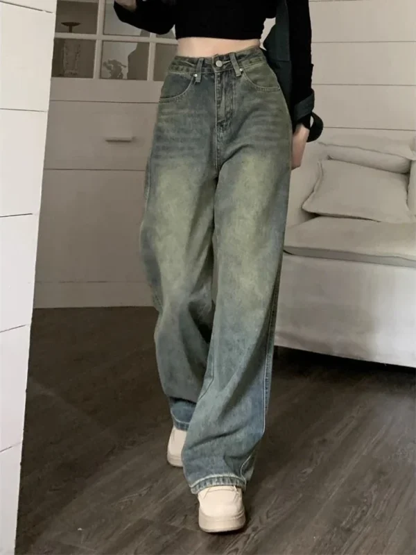 Baggy Wide Leg Jeans Women Vintage Streetwear Washed Denim Pants Basic Slouchy Blue Trousers Spring - Image 3
