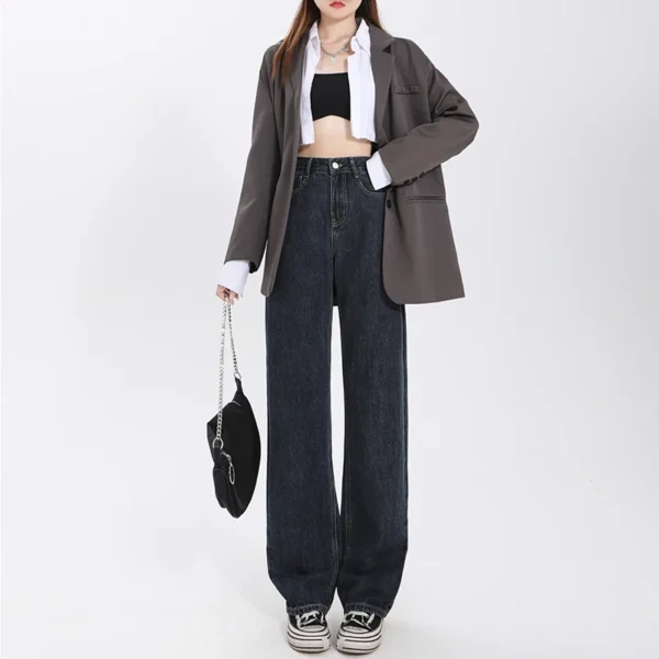 Straight leg jeans women's summer 2024 new explosive high-waisted wide-leg pants small slim loose pants - Image 3