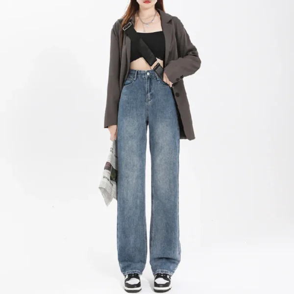 Straight leg jeans women's summer 2024 new explosive high-waisted wide-leg pants small slim loose pants - Image 5